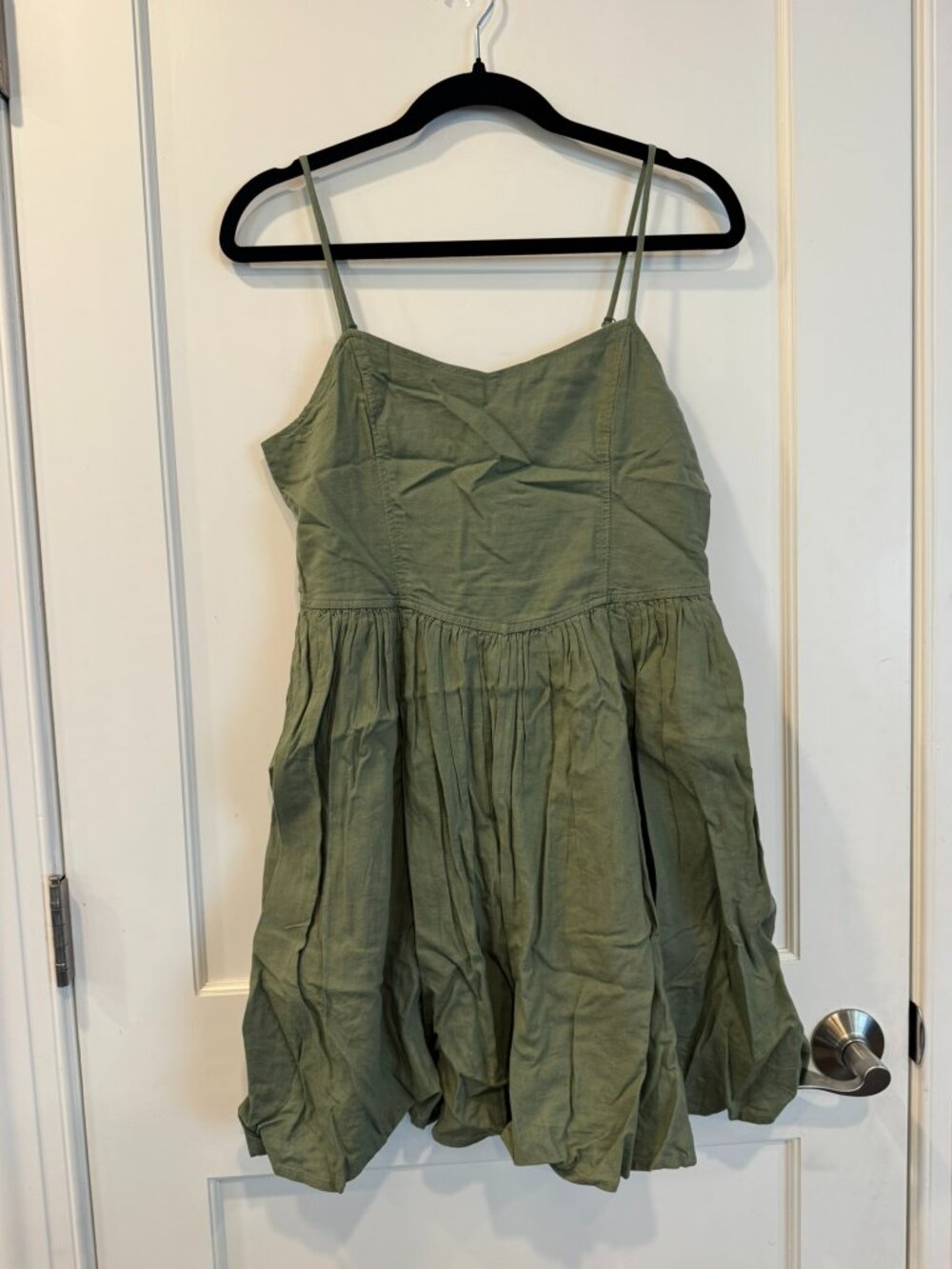 Aerie Love Of Linen Blend Olive Green Mini Dress, NWT - Women's Size Medium